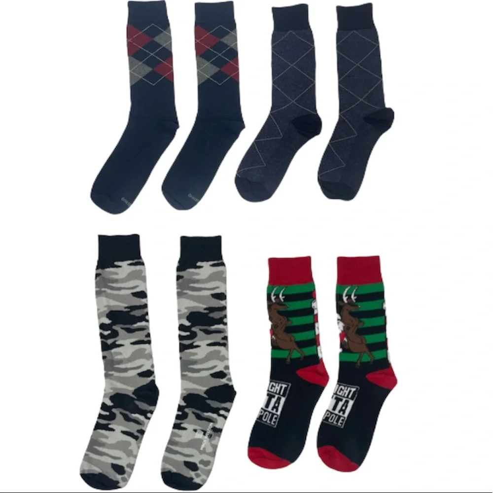 Men’s Socks Bundle Fun Colorful Vintage Pattern Design Graphics Print Black Gray